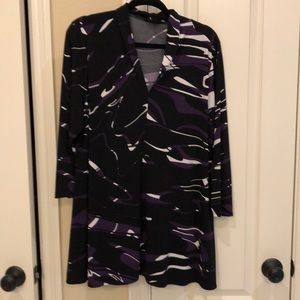 Alfani  v neck tunic- purple black while XL